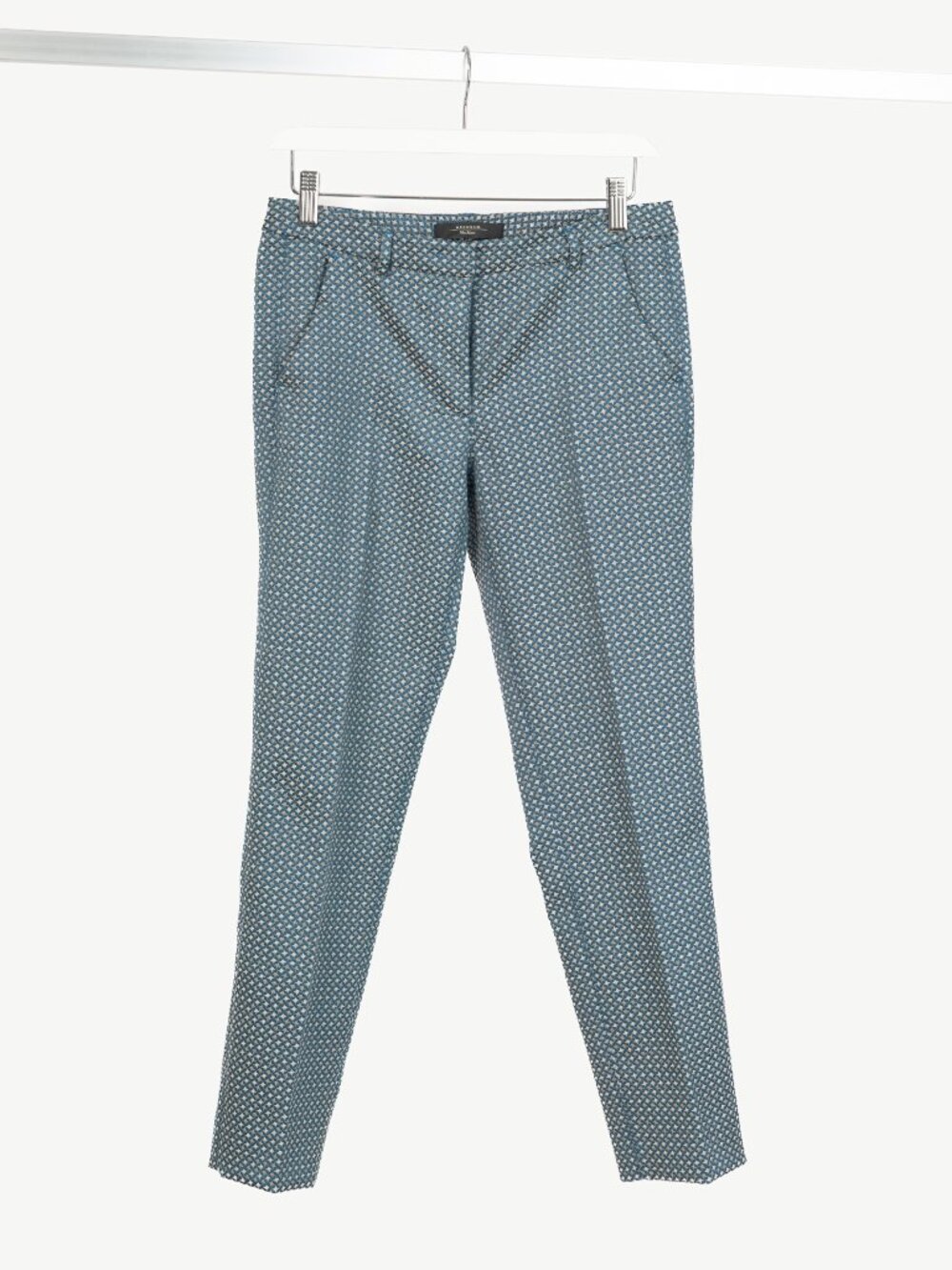 Weekend Max Mara Blue Geometric-Jacquard Slim Cigarette Trousers